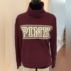 PINK by Victoria’s Secret Maroon Mock Turtleneck Sweatshirt w/ Front Pocket